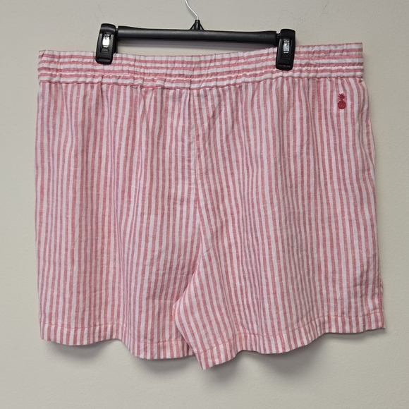 Tommy Bahama Ocean Surf High Rise Linen Easy Shorts Soft Flamingo Red Stripe XL - Picture 3 of 8